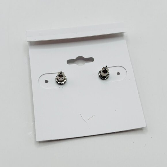 Lori’s Gifts Silver Key Stud Earrings Rhinestone Detail Hypoallergenic NWT - Picture 4 of 4